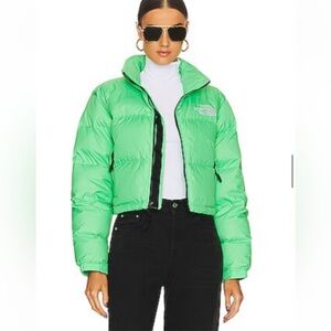 North Face Nuptse Short Jacket in Chlorophyll Green